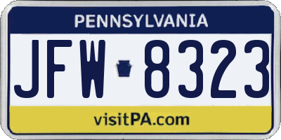 PA license plate JFW8323