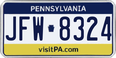 PA license plate JFW8324