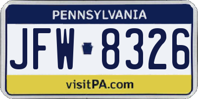 PA license plate JFW8326