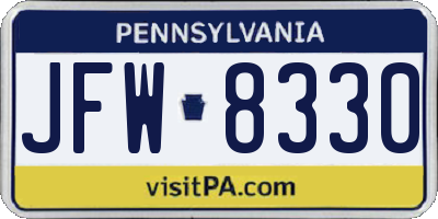 PA license plate JFW8330
