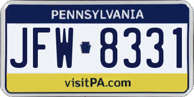 PA license plate JFW8331