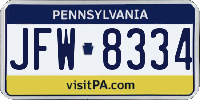 PA license plate JFW8334