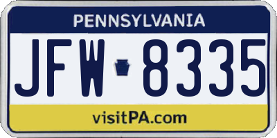 PA license plate JFW8335
