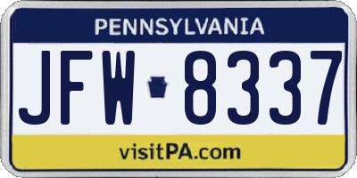 PA license plate JFW8337