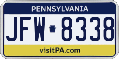PA license plate JFW8338
