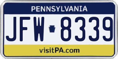PA license plate JFW8339