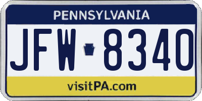 PA license plate JFW8340