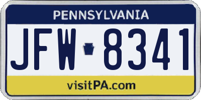 PA license plate JFW8341