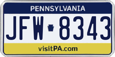 PA license plate JFW8343
