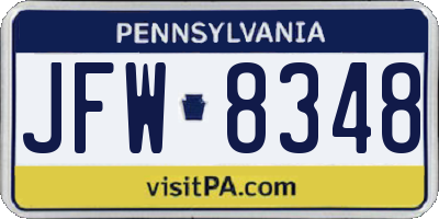 PA license plate JFW8348