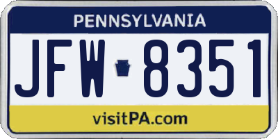 PA license plate JFW8351