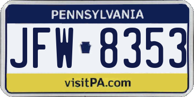 PA license plate JFW8353