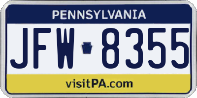 PA license plate JFW8355