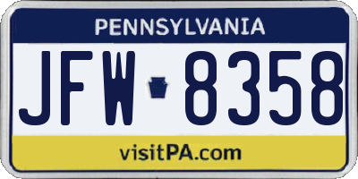 PA license plate JFW8358