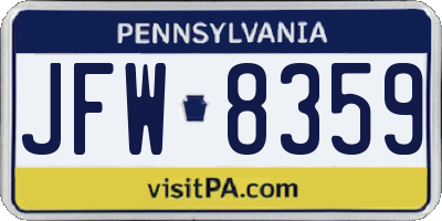 PA license plate JFW8359