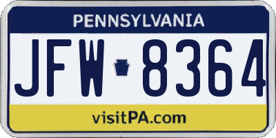 PA license plate JFW8364