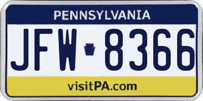 PA license plate JFW8366