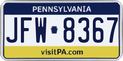 PA license plate JFW8367