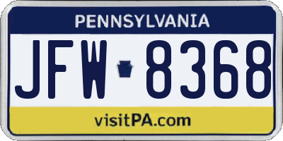 PA license plate JFW8368