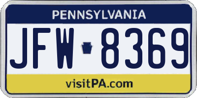 PA license plate JFW8369