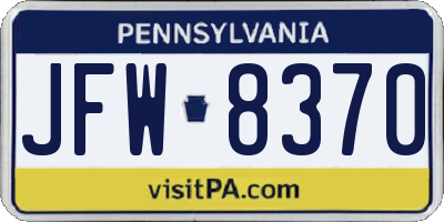 PA license plate JFW8370