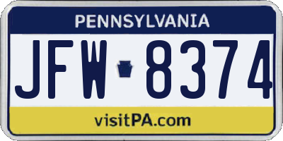 PA license plate JFW8374