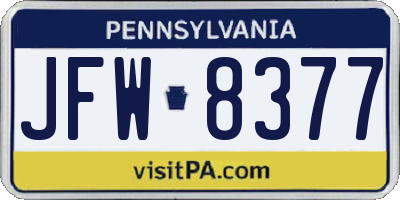 PA license plate JFW8377
