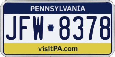 PA license plate JFW8378