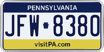 PA license plate JFW8380