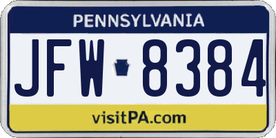 PA license plate JFW8384