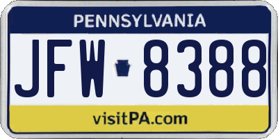 PA license plate JFW8388