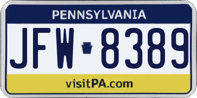 PA license plate JFW8389