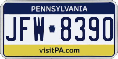PA license plate JFW8390