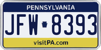 PA license plate JFW8393