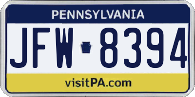 PA license plate JFW8394
