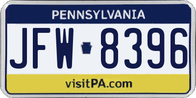 PA license plate JFW8396