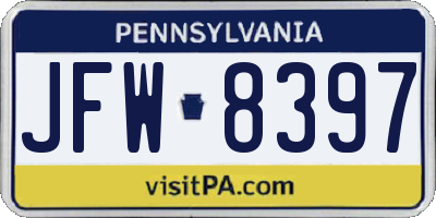 PA license plate JFW8397
