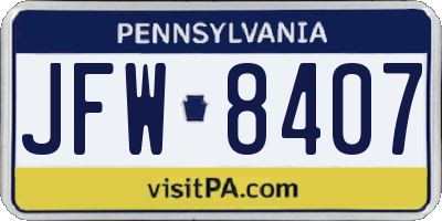 PA license plate JFW8407