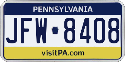 PA license plate JFW8408