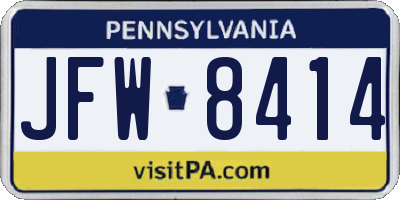 PA license plate JFW8414