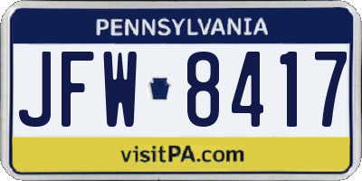 PA license plate JFW8417