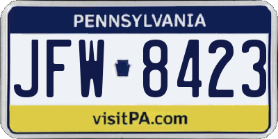 PA license plate JFW8423