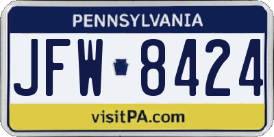 PA license plate JFW8424