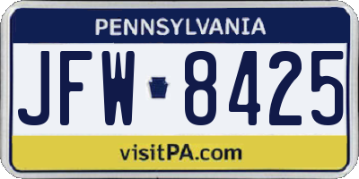 PA license plate JFW8425