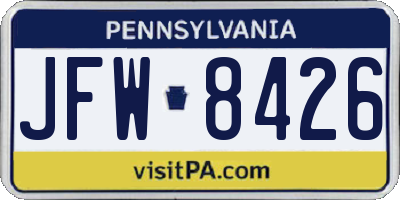 PA license plate JFW8426