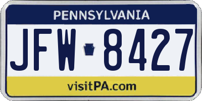 PA license plate JFW8427