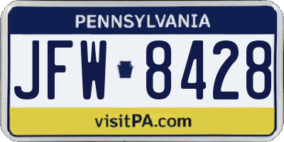 PA license plate JFW8428