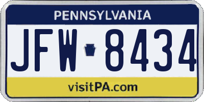 PA license plate JFW8434