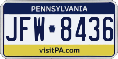 PA license plate JFW8436