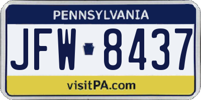 PA license plate JFW8437